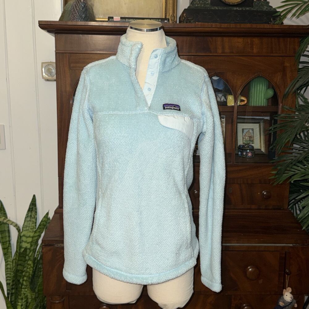 Patagonia Polartec 1/4 Snap Pullover Fleece Light Baby Blue Small No Pilling